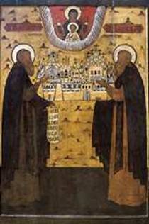 На иконе XVII века - основатели монастыря Зосима и Савватий
